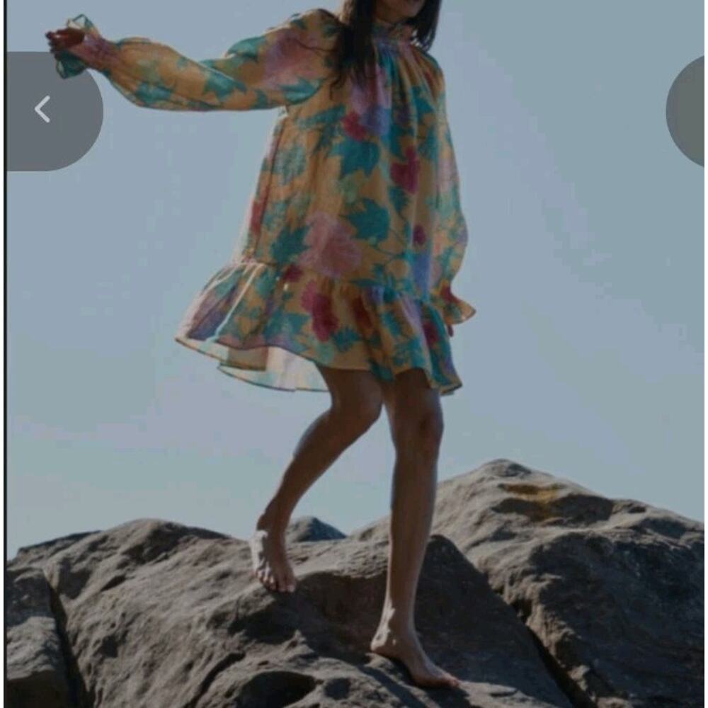 Ephemera Tiered Mock Neck Garland Smock Mini Dress Women's Arcadia 6 Festival